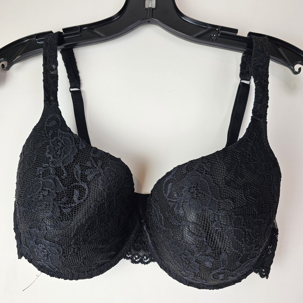 Pretty‎ Secrets 34D Black Lace Underwire Unlined Minimalist Lingerie Bra